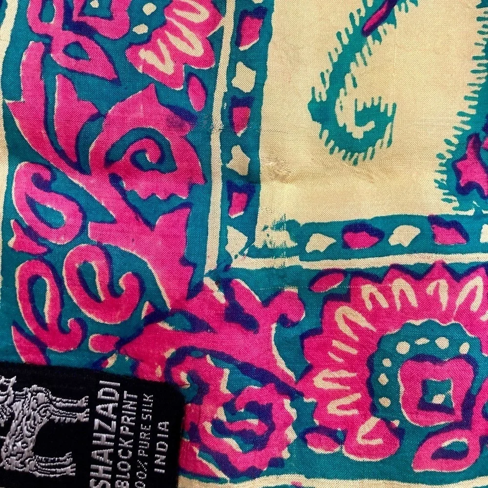 Shahzadi Silk‎ Scarf, made in India. 35” Square.